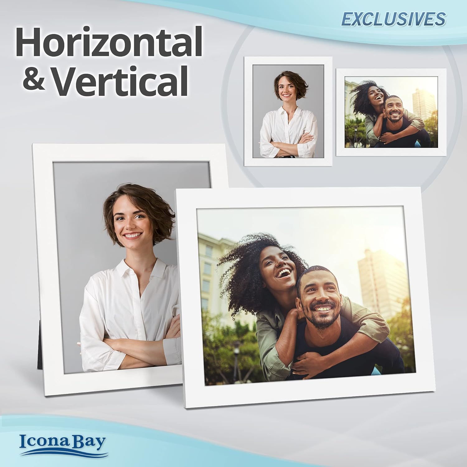 Icona Bay 8x10 Picture Frames (White, 6 Pack), Sturdy Wood Composite ...